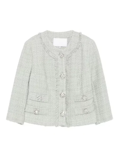 Kurtka Costarellos z frędzli zielona