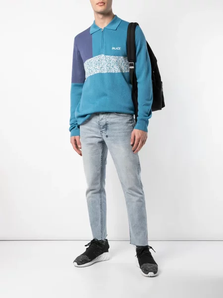 Pusiau užtrauktukas megztinis Palace mėlyna