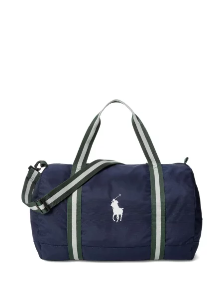 Tricou Polo Ralph Lauren din piele cu broderie în carouri maro