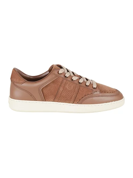Sneakersy Ferragamo skórzane brązowe