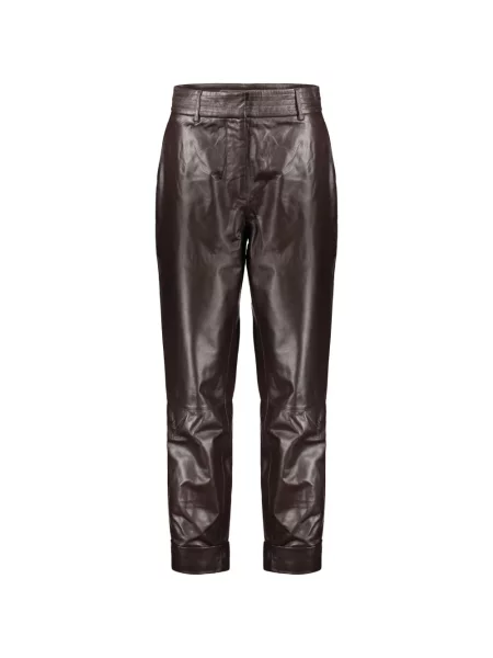 Pantaloni Moorer din piele maro