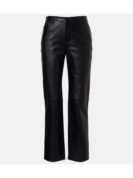 Cropp pantaloni Vince din piele negru