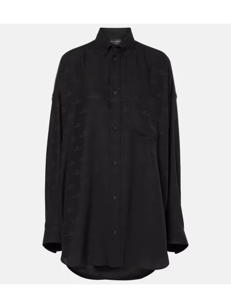 Cămașă Balenciaga de mătase negru