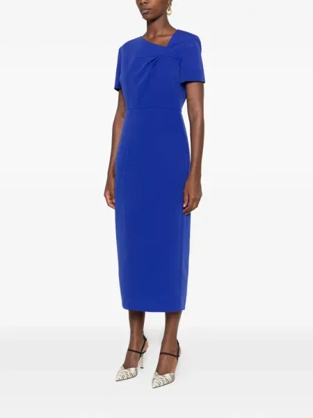 Rochie midi Roland Mouret asimetrică albastru