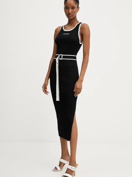 Karl Lagerfeld rochie midi mulată negru