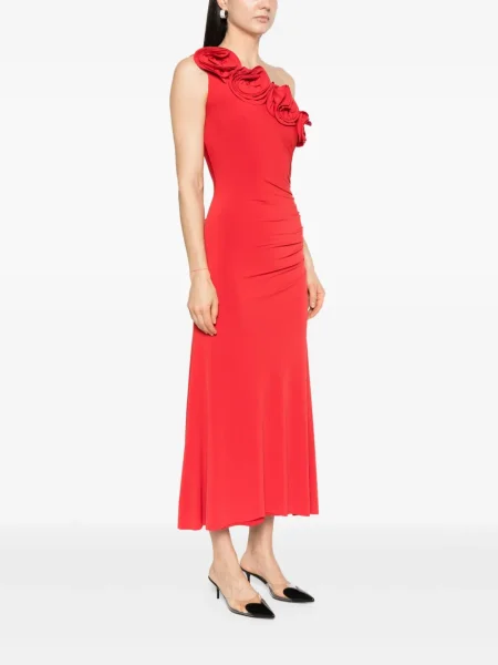Rochie maxi Nissa cu model floral de costum roșu