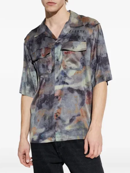 Къс риза Diesel с принт с абстрактен десен сиво