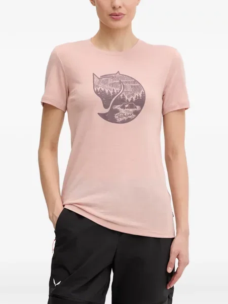 Scurt tricou Fjallraven cu imagine roz