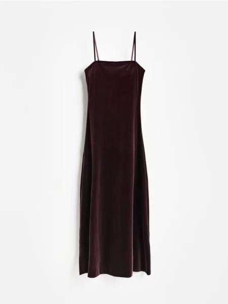 Reserved Rochie maxi din catifea maro