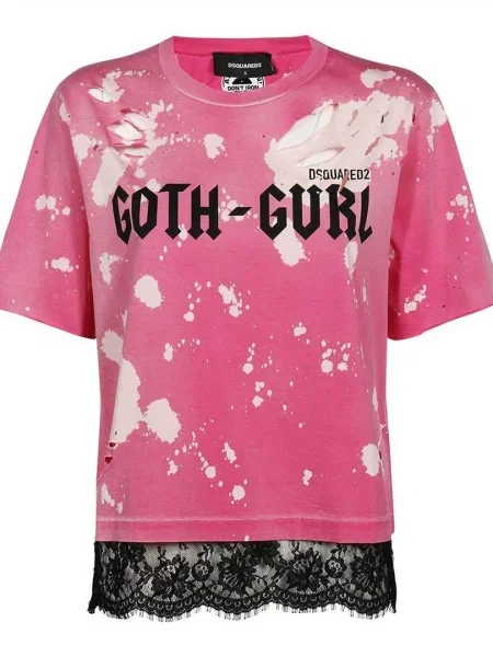 Tricou Dsquared2 din dantelă negru