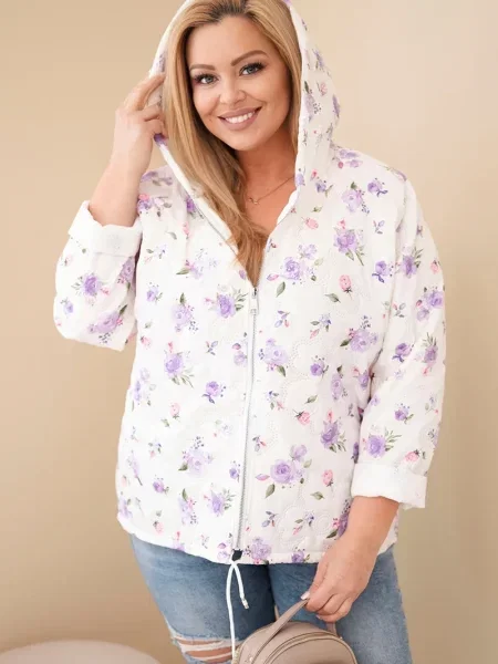 Geacă Kesi Włoski cu model floral alb