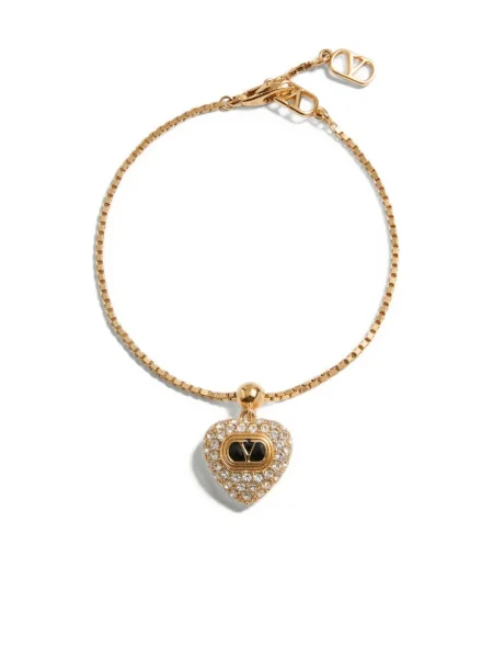 Brăţară Valentino Garavani de cristal cu motiv cu inimi auriu