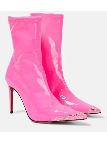 Buty do kostki Alexandre Vauthier skórzane z kryształkami o krotszym kroju różowe