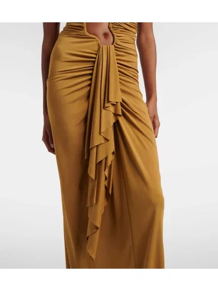 Rochie maxi Christopher Esber drapată de costum bej