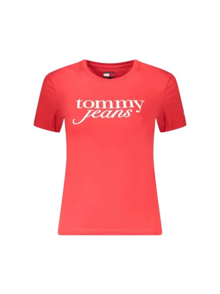 T-shirt o kroju slim fit z czystej bawełny z nadrukiem z logo Tommy Jeans czerwona