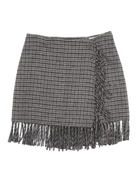 Spódnica mini Parosh z frędzli wełniana szara