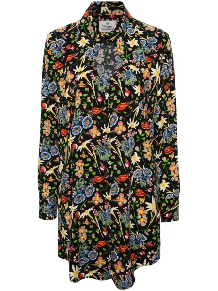 Sukienka koszulowa Vivienne Westwood w kwiatki z nadrukiem czarna