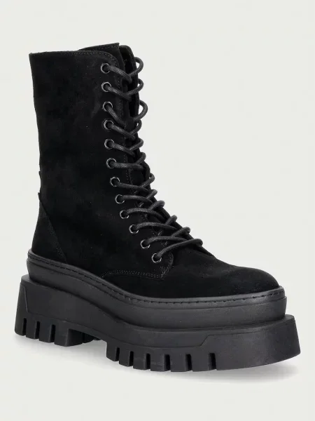 Steve Madden bocanci cu platformă pentru femei din piele întoarsă Coast negru