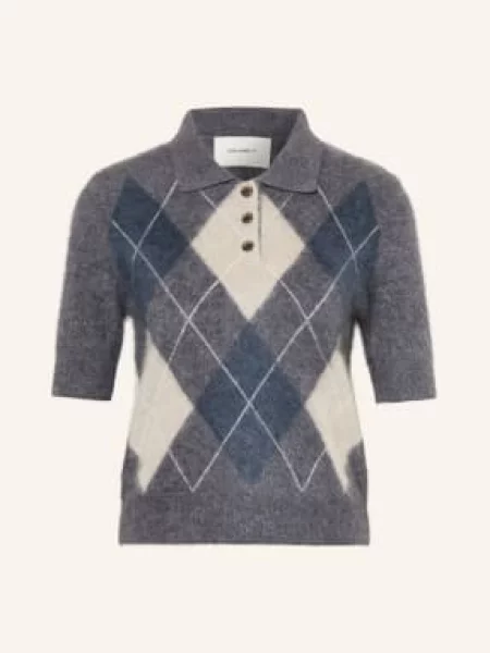 Lisa Yang Dzianinowa Koszulka Polo Z Kaszmiru grau szare