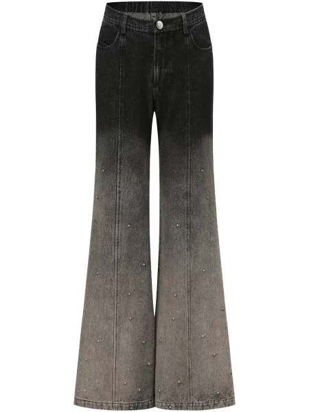 Spodnie Oude Waag z nadrukiem gradientowe dzwony czarne