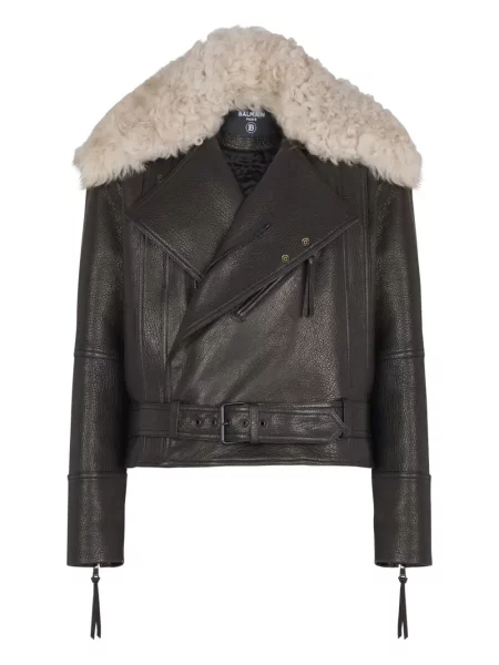 Geanta de piele Balmain negru