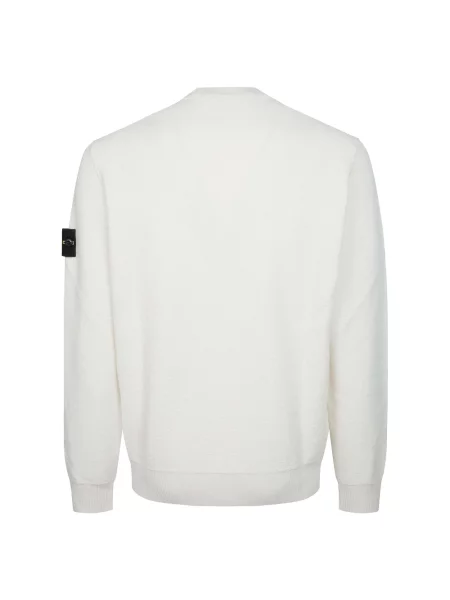 Sweter Stone Island wełniany z kamieniami biały