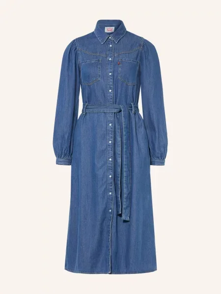 Levi's sukienka jeansowa JOURNEY LS MAXI niebieska