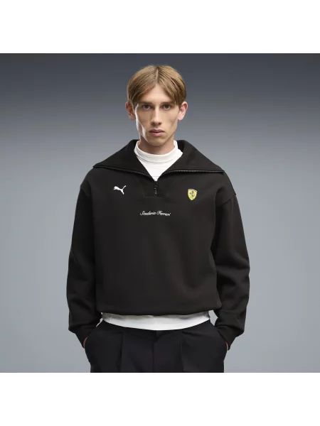 PUMA MÄ™ska dzianinowa bluza Scuderia Ferrari Little Shield z zamkiem Akcesoria S czarny
