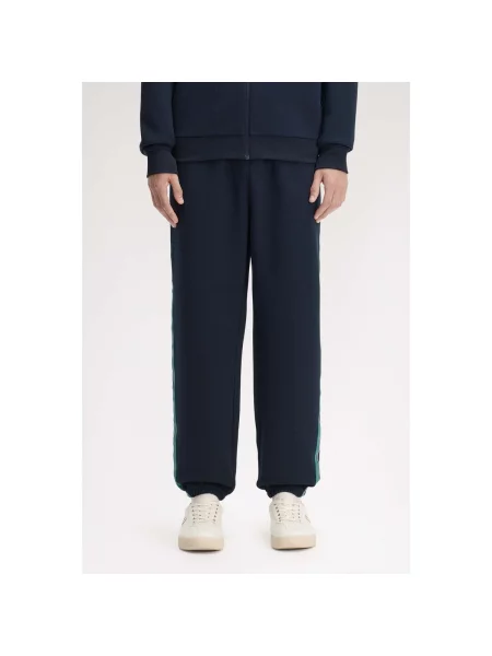 Pantaloni Fred Perry cu dungi alergare albastru