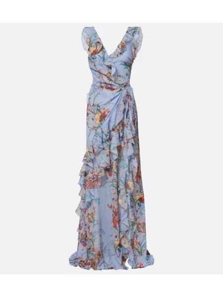 Rochie maxi Etro cu imagine albastru