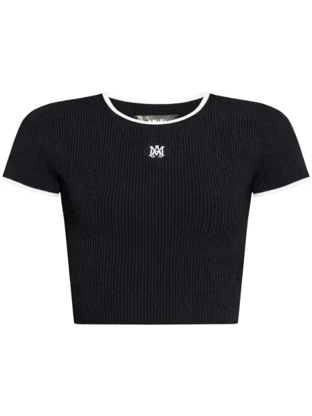 Top Amiri cu broderie negru