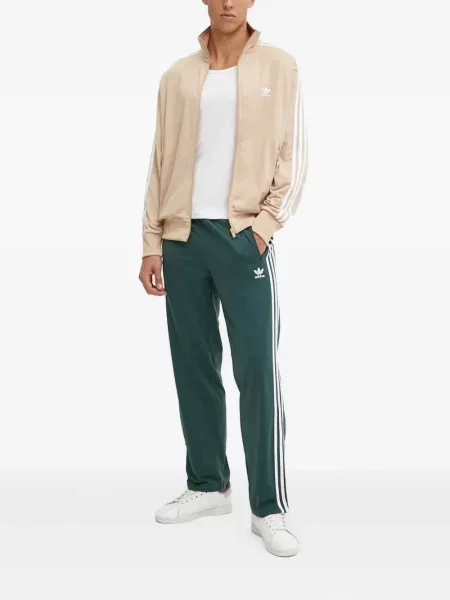 Welurowa koszulka Adidas w paski zielona