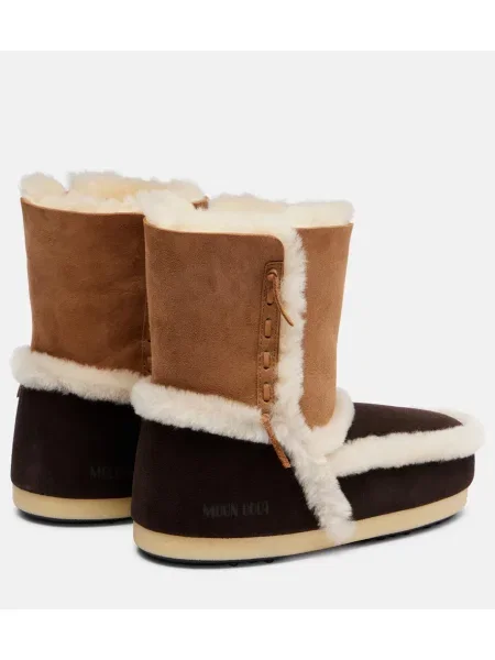 Cizme scurte Moon Boot din piele de căprioară maro