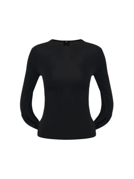 Długa udrapować bluzka Alexander Wang z długim rękawem czarna