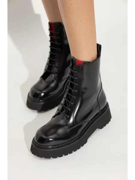 Kožené kotníkové boty Gucci černé