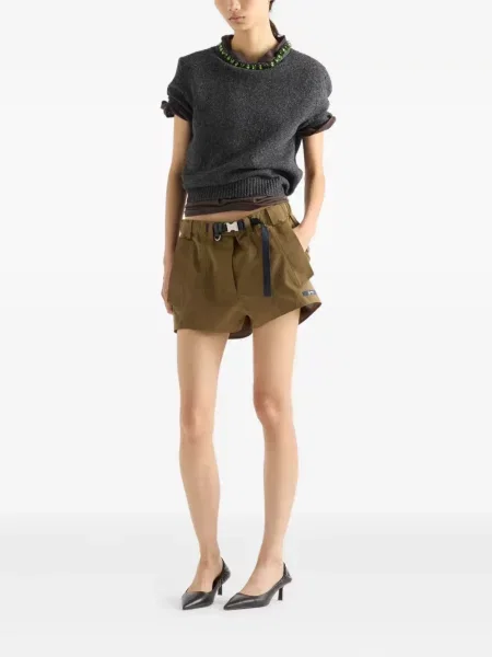 Tricou Prada tricotate de cristal gri