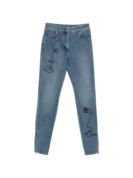 Blugi Moschino cu broderie albastru
