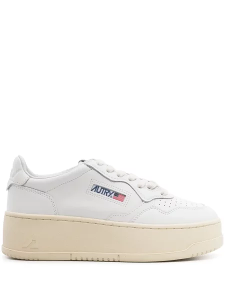 Sneakerși Autry din piele cu platformă alb