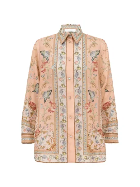 Cămașă Zimmermann de mătase cu model floral cu imagine roz