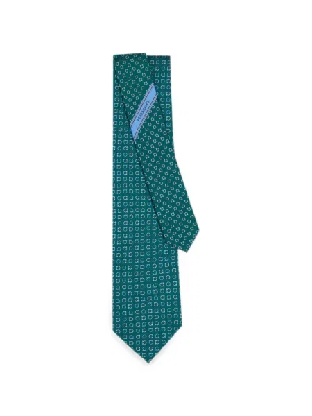 Cravată Ferragamo de mătase cu imagine verde