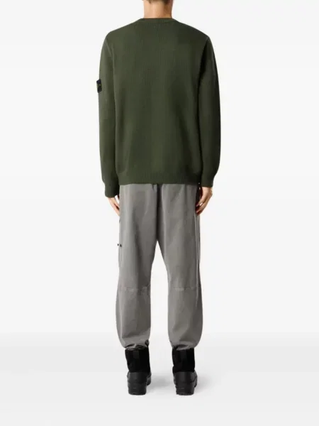 Pulover Stone Island cu decolteu rotund cu strasuri verde