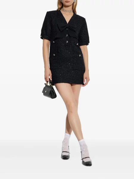 Rochie Alessandra Rich cu funde din tweed de costum negru
