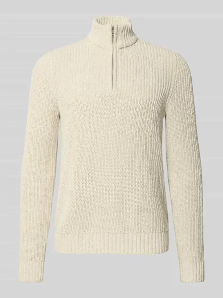 Bluza o kroju regular fit z kołnierzem i krótkim zamkiem błyskawicznym model ‘JOIN’ Only & Sons biała