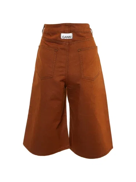 Pantaloni scurți Ganni cu talie înaltă maro