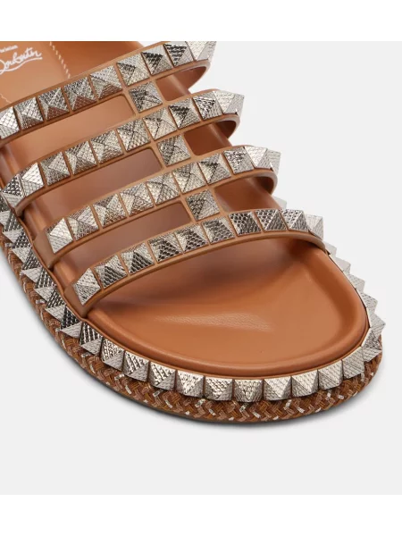 Usnjene sandali Christian Louboutin z žeblji rjava