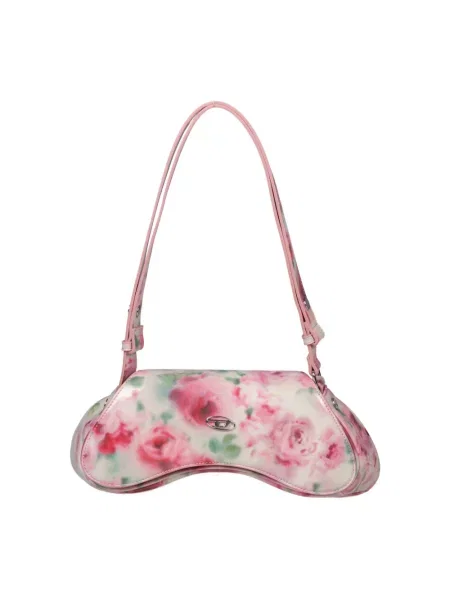Torebka crossbody Diesel z logo skórzana beżowa