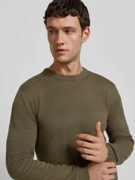Sweter z dzianiny z prążkowanymi wykończeniami Lindbergh