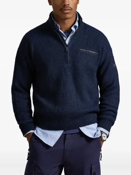 Dlouhá pruhovaná s límcem kšiltovka Polo Ralph Lauren modrá