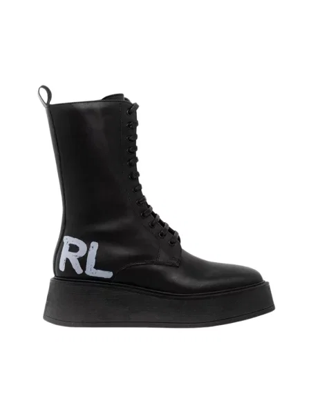 Buty do kostki Karl Lagerfeld skórzane na platformie czarne