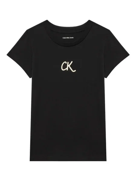 Calvin Klein Jeans Póló Glitter D Slim Fit fekete